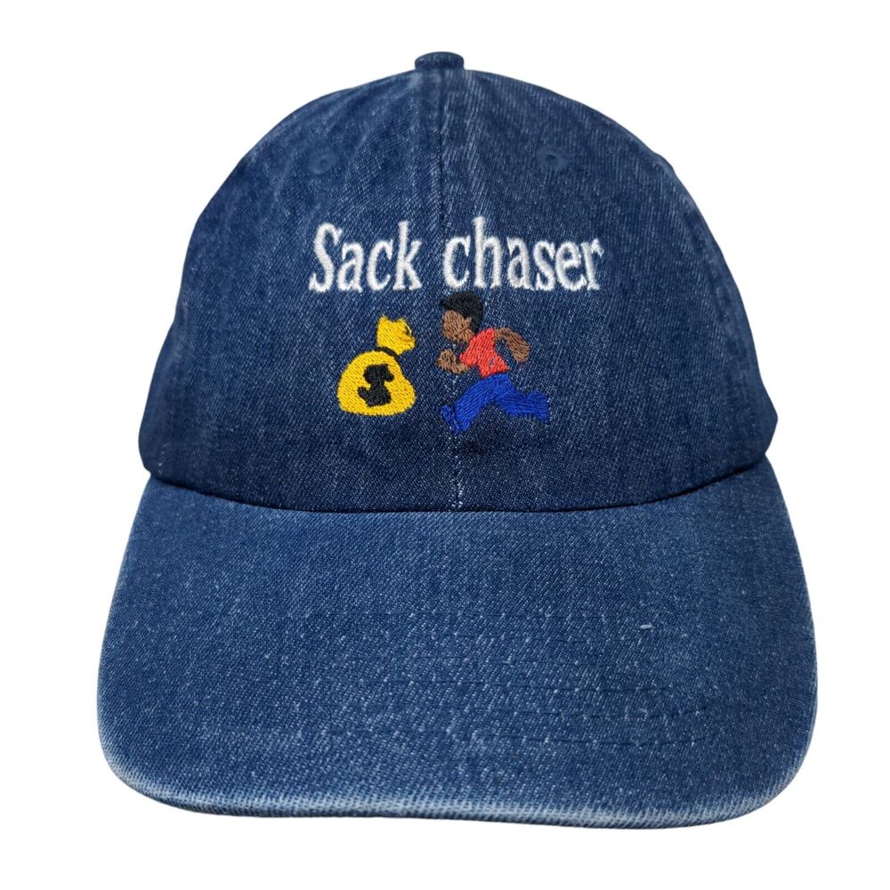 Sack Chaser Slideback Hat Blue OSFA Adjustable Embroidered Denim Newhattan